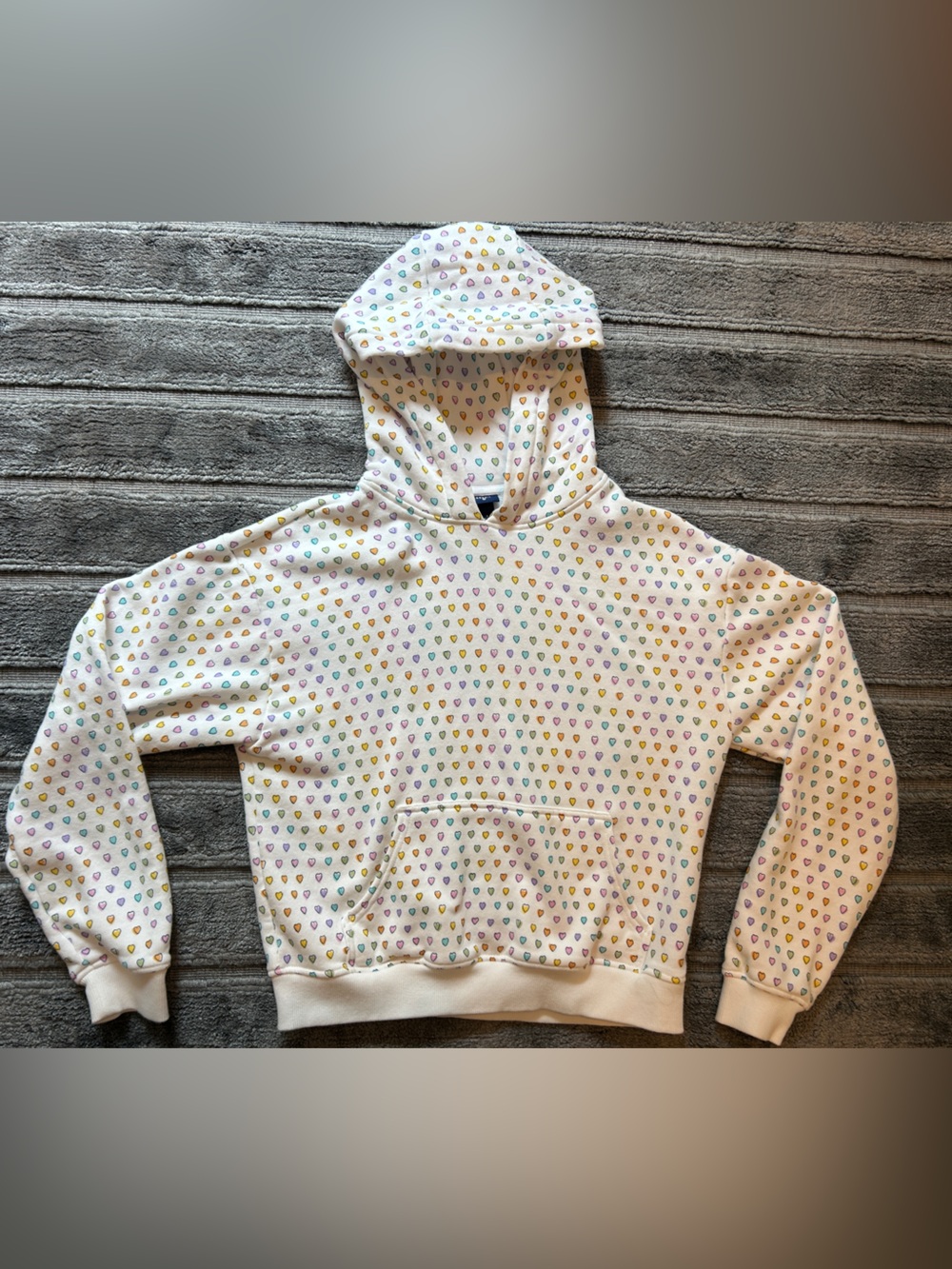 Roller Rabbit x Target Cream Hoodie with Multicolor Heart Motif